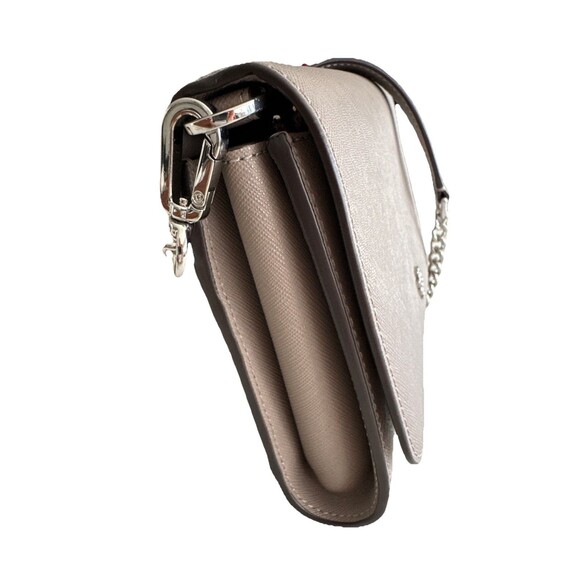 Tory Burch Robinson Leather Chain Wallet Shoulder Crossbody Bag Clutch Gray - Picture 9 of 12